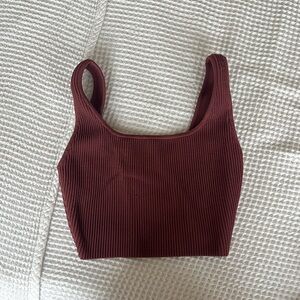 Burgundy Sculpt Rib Knit Cropped Tank Top XS